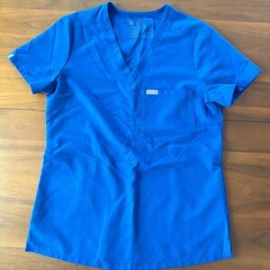 Figs Women's Blue One Pocket Technical Scrub Top Shirt Short Sleeve XS